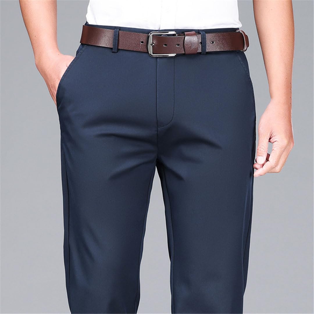 Vogrtcc Pantalones Casuales Rectos Delgados para Hombres Pantalones Elásticos De Negocios De Estilo Clásico Gris Claro para Hombres