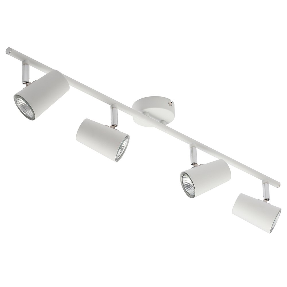 Litecraft White Chobham Spotlight Bar Adjustable Gu10 Ceiling Light - (, 4 Light)