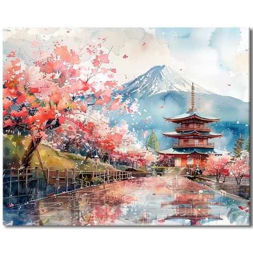 TFIAVSIN Japan Landscape Paint Number Kits DIY Painting for Adults, Traditional Elements, 16x20 Inch