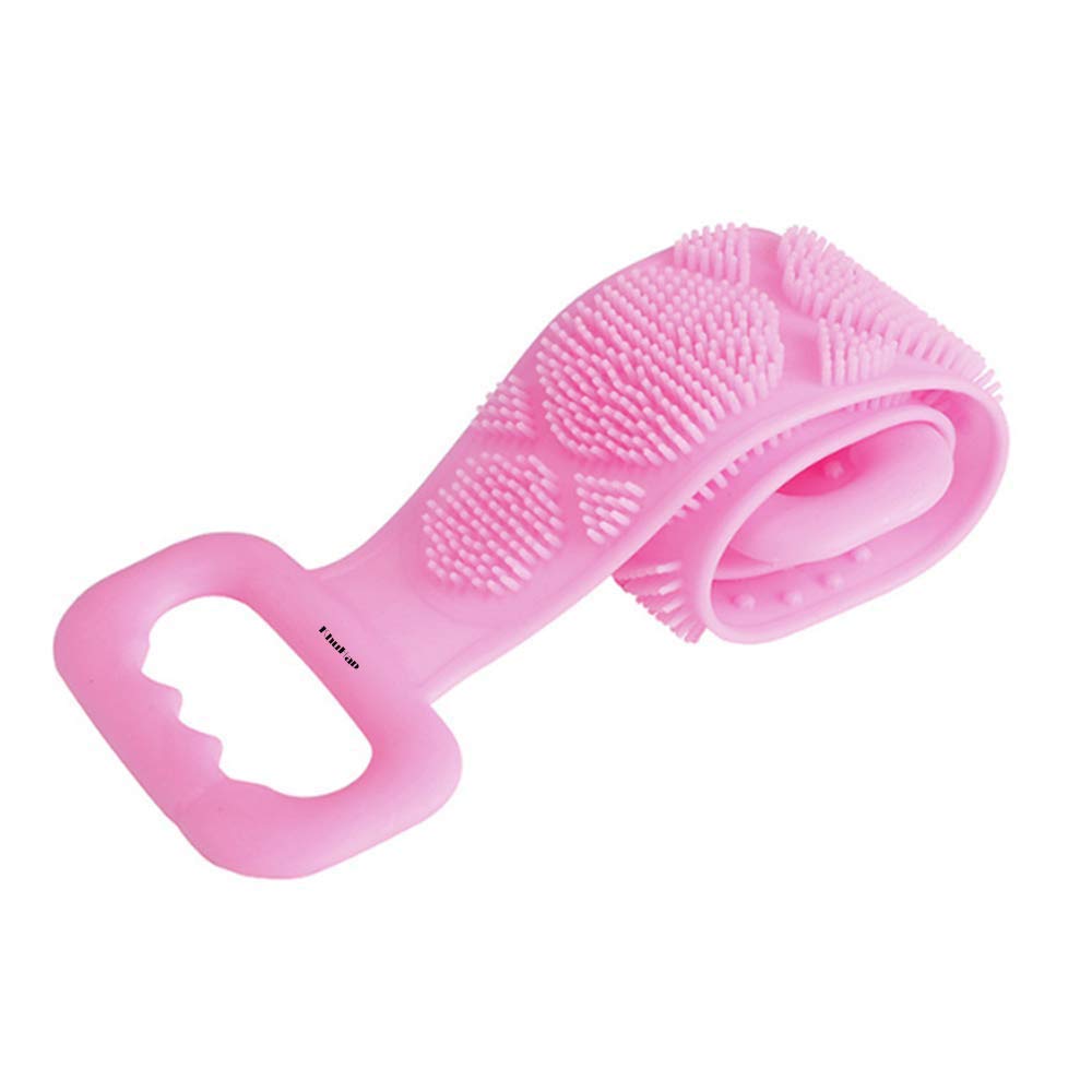 PallRin Silicone Bathing towel type Double sided Scrubber Belt Brush for Body Back side Dead Skin deep cleaning, Dirt Removal, Rinse soap makes Clean Bath Perfect,1 PC Brush,Color Random.-image-2