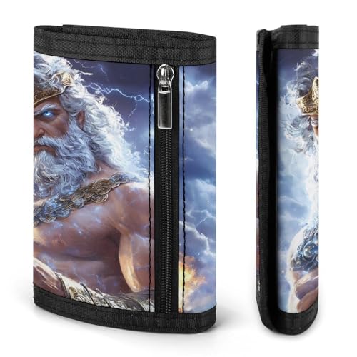Zeus God Greek Mythology Custom Trifold Wallet Front Pocket Credit Card Holder with Coin Purse for Men Women Travel Gifts3