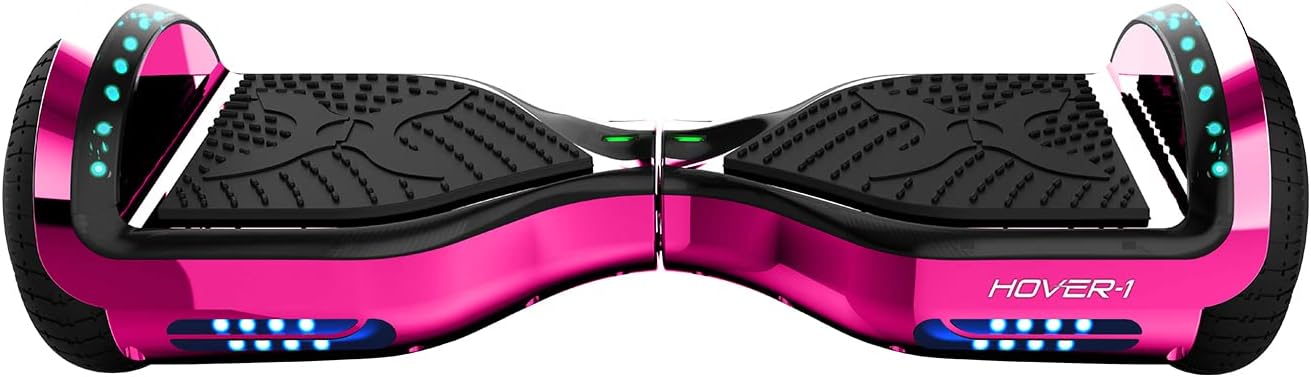Hover-1 Chrome Electric Hoverboard | 6MPH Top Speed, 6 Mile Range, 4.5HR Full-Charge, Built-In Bluetooth Speaker, Rider Modes: Beginner to Expert Pink