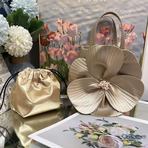Image of Mini Flower Evening Purse Floral Clutch Purses for Women PU Leather Evening Handbag with Chain Wedding Party Prom