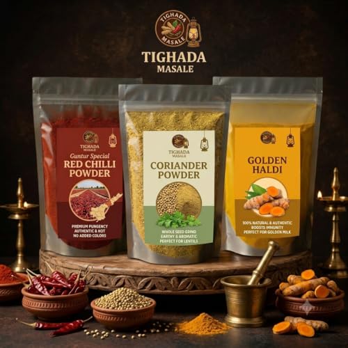 Image of Tighada Masale Guntur Chilli Powder 1000g | Premium Red Chilli Powder | Authentic Guntur Mirchi Spice | Natural Indian Masala for Cooking
