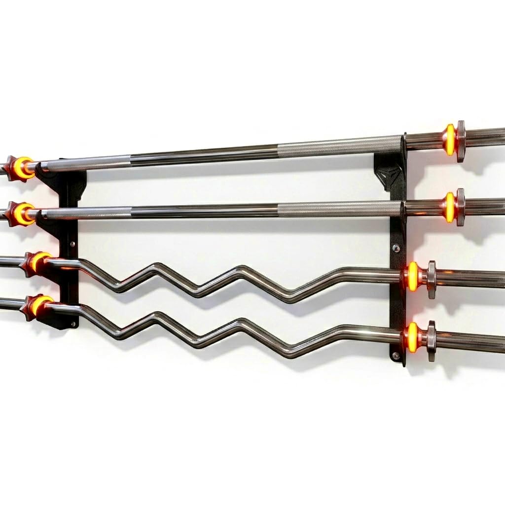 Soporte Mural para Barras Olímpicas y EZ – 4 Barras, Acero S235JR 3mm, Hasta 150 kg – HORIZONTE