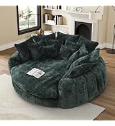 81” Oversized Upholstered Sofa Bed, Round Chaise Lounge Chair Indoor, Fluffy Plush Chaise Lounge,...