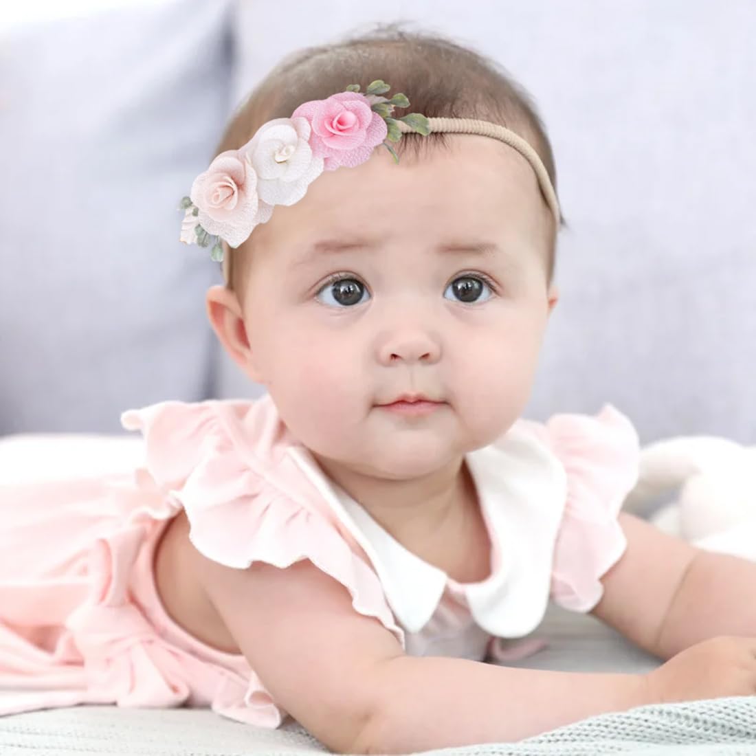 Fascia Per Capelli Con Fiori Per Bambine – Set Da 3, Morbidi Elastici In Nylon, Accessori Floreali Per Neonati E Ragazze, Ideali Per Compleanni E Servizi Foto - 2