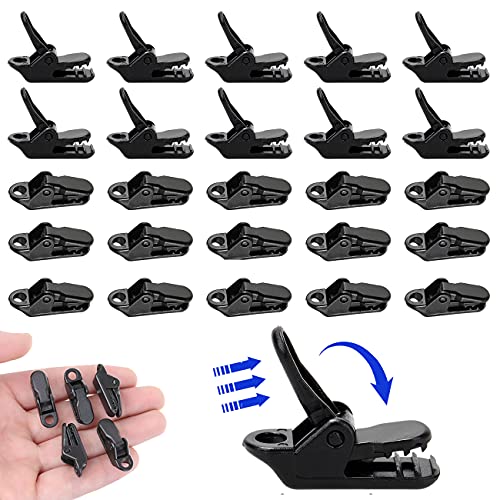 25Pcs Tente Clips,Clips de fixation,Clip,Camping Bâche Noir Pince pour Auvent Coupe-Vent Snaps en Plastique Pinces Plastique Pince Plastique Petite Pince Bâche Clip Auvent pour Activités de Plein Air