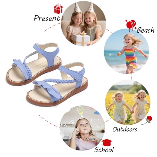 Image of PHIRAMIN Toddler Girl Sandals - Flower Girl Dress Shoes Open Toe Little Kid Flats