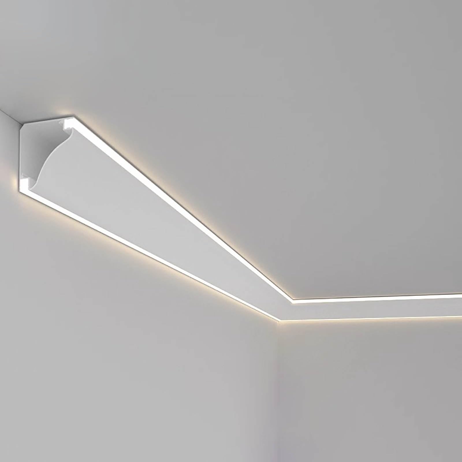 Genérico Aluminiowa listwa sufitowa LED - 7-metrowy kanał LED do pośredniego oświetlenia sufitowego i ściennego, biały dyfuzor do szafki, korytarza, sypialni - poprawia wystrój