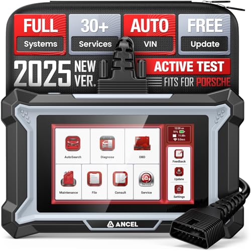 ANCEL DS160 Scan Tool fits for Porsche, Full System Bidirectional OBD2 Scanner with 30+ Resets, ABS Bleeding, Gearbox Learning, SAS/Oil/BMS Reset, Online Support Chat, Lifetime Free WiFi Updates