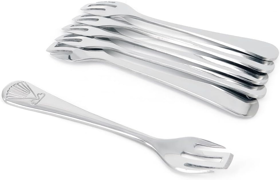 Specialty Oyster Forks Set of 6 Stainless steel 18 10 Center fork crafted into a knife
