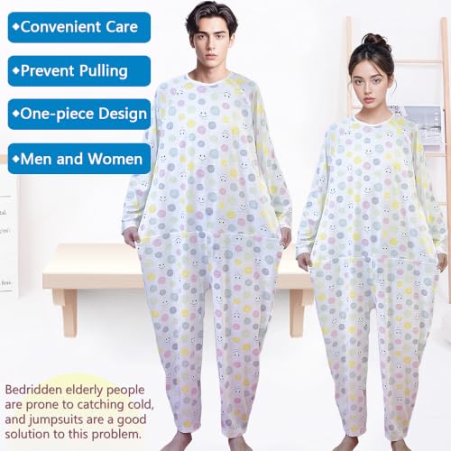 Image of Unisex Anti-Strip Jumpsuit with Back and Leg Zipper,Suitable for Incontinence Care,Seniors,Alzheimer's,Dementia