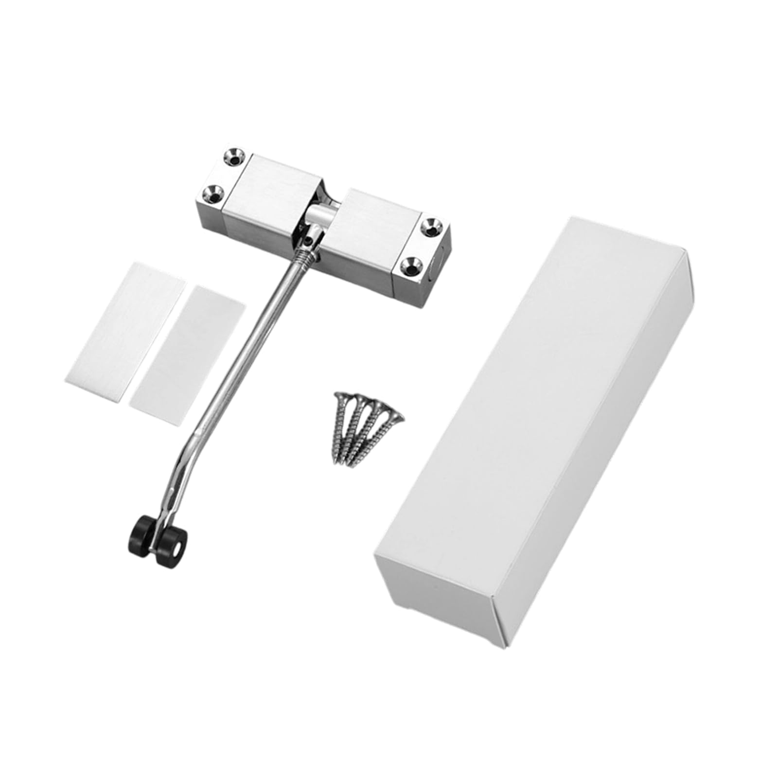 Osniyaw Silver Spring Operated Door Closer With Quiet Buffer Technology, Rustproof Aluminum Alloys, Easy Installation Solution, Auto Close Hinge For Home, Automatic, Easy Installation