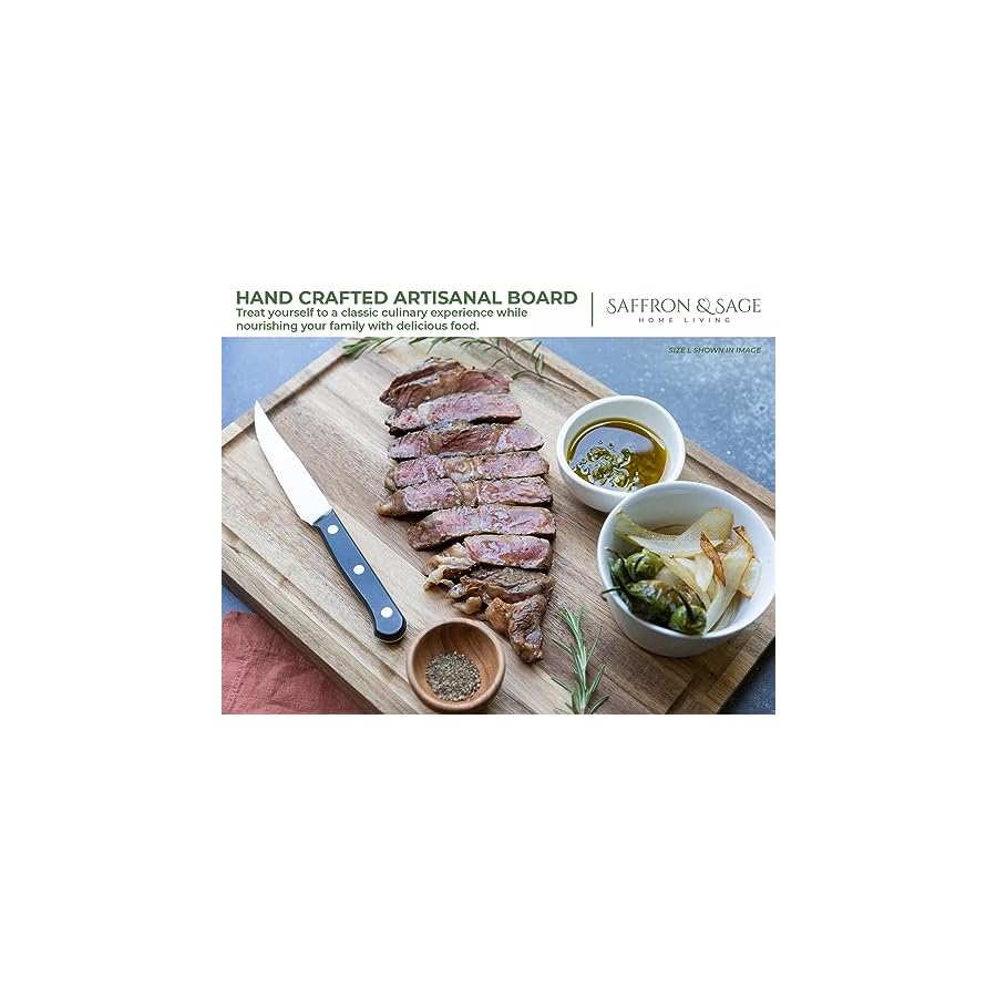 Saffron-Sage-Large-Wood-Cutting-Board-Thick-16-x-12-x-15-Inch-Acacia-Wooden-Cutting-Boards-for-Kitchen-use-with-Deep-Juice-Groove-Reversible-Chopping-Board-Doubles-as-a-Big-Charcuterie-Board Saffron & Sage Large Wood Cutting Board - Thick 16 x 12 x 1.5 Inch Acacia Wooden Cutting Boards for Kitchen use with Deep Juice Groove, Reversible Chopping Board Doubles as a Big Charcuterie Board