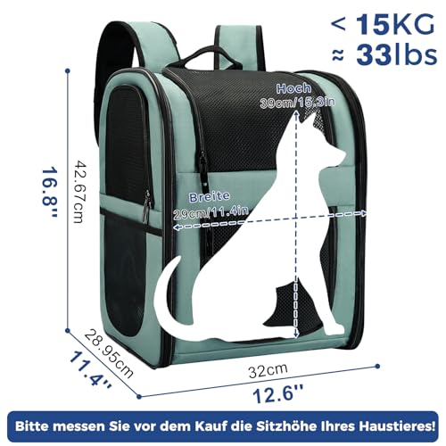 apollo walker HundeRucksack und KatzenRucksack für Kleine Haustiere(Belastbarkeit 2-15kg) - Gepolsterter Rückenstütze Hundetasche Atmungsaktiver Netz-Tierrucksack für Wandern, Reisen, Outdoor Blau