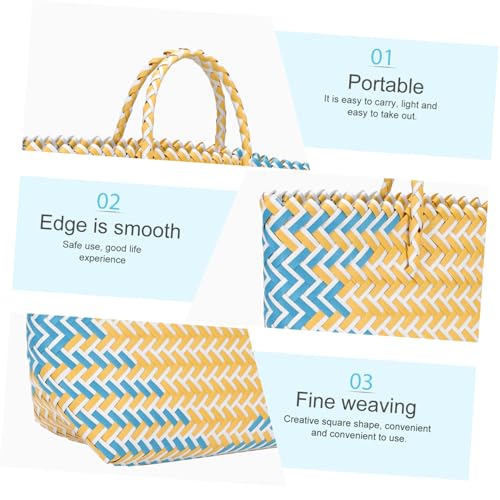 French Wicker Basket, Straw Beach Bag, Women Straw Large Tote Bag Handle Strip Beach Handbag Summer Woven Purse4