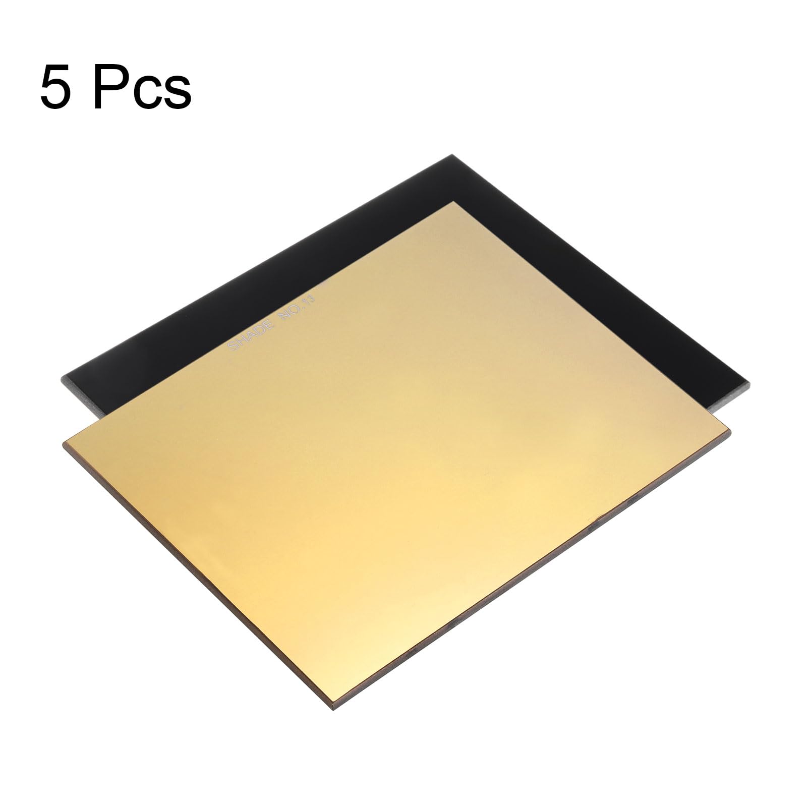 HARFINGTON Lot de 5 lentilles de soudage 11 x 9 cm - 13 verres de rechange pour casque de soudage - Filtre en verre avec revêtement doré