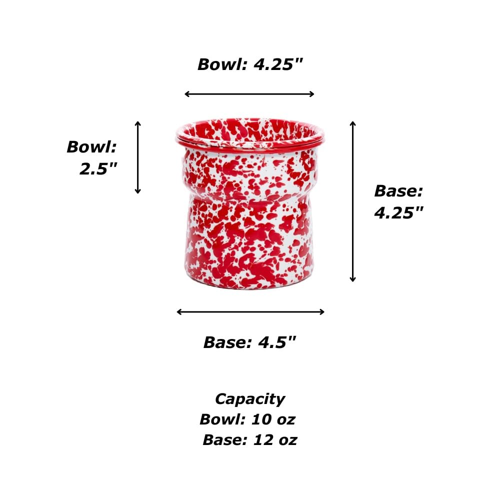 Crow Canyon Home Enamelware Dip Pot, 2 piece, Blue/White Splatter