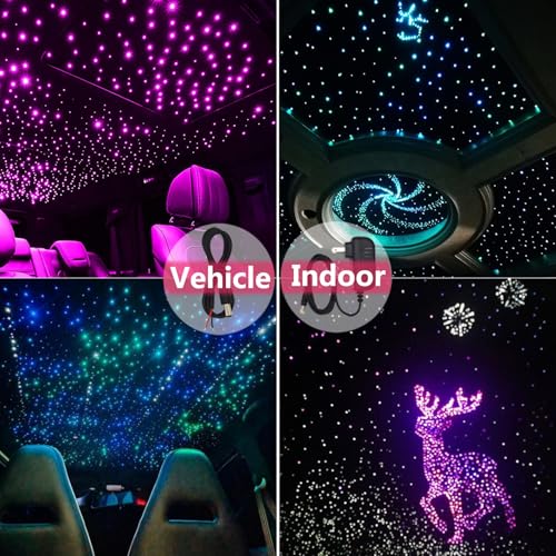 Image of Dual Color Twinkle Starlight Headliner Kit 1100 Piece Starry Night Star Lights Ceiling 2 Color RGBW Bluetooth App Control Music Mode Fiber Optic Lights for Car 13.1ft /4m