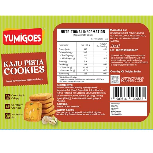 Image of Yumigoes Kaju Pista Cookies 400G (Pack of 3)