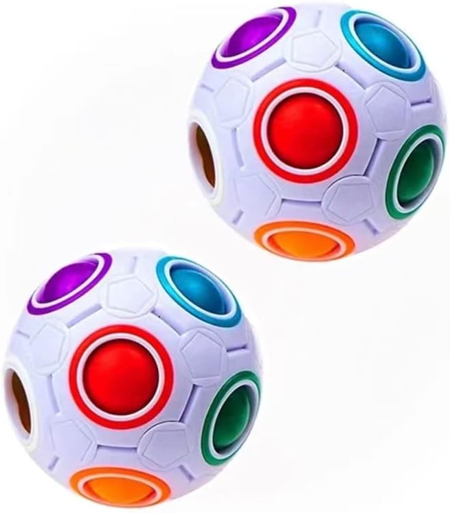 ORiTi Bundle 2 pcs Magic Rainbow Ball Fidget Toy Puzzle Magic Rainbow Ball Puzzle Fun Fidget