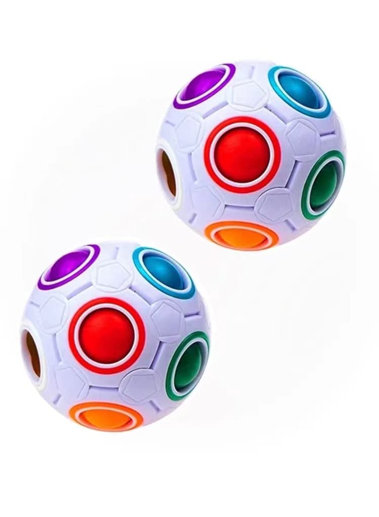 ORiTi Bundle 2 pcs Magic Rainbow Ball Fidget Toy Puzzle Magic Rainbow Ball Puzzle Fun Fidget