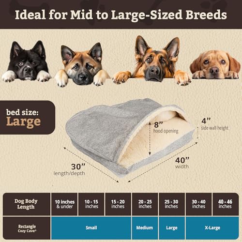 Image of Snoozer Rectangle Cozy Cave Dog Bed, Hooded Dog Bed, Palmer Dove (L)