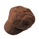 ZLSLZ Womens Retro Woolen Tweed Plaid Ivy British Newsboy Cabbie Gatsby Beret Painter Hat Cap Coffee