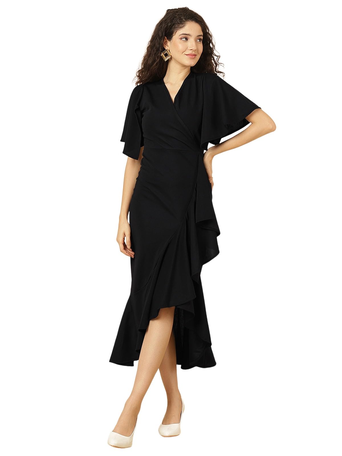 selvia Women's Lycra High Low Below The Knee Dress-picture-24