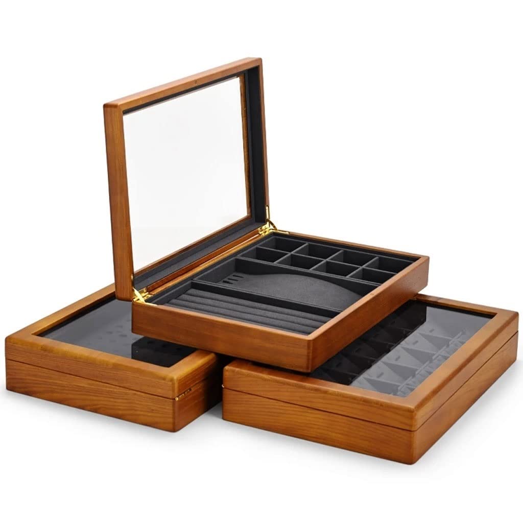 Jewelry Boxes Multifunctional Jewelry Box Wooden Jewelry Storage Box Microfiber Ring Display Tray Bracelet Storage Box Jewelry Boxes