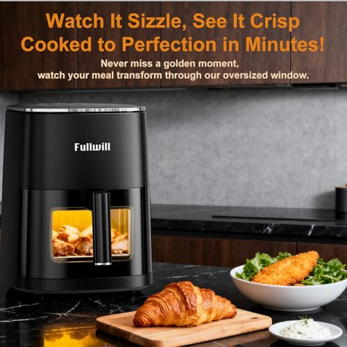 Fullwill Air Fryer with Viewing Window 6QT,12 Cooking Presets,AirFry,Roast,Bake,Reheat,Dehydrate, 1700W Fast Even Heating, Max 400°F, Nonstick Basket Dishwasher Safe,for Families and Party by Fullwill - Image 2
