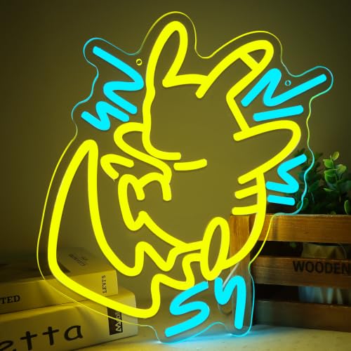 GALLIA Anime Theme Cartoon LED Neon Sign for Wall Decor Dimmable Anime Light Up Display Kids Bedroom Game Room Decoration (Poke pika)