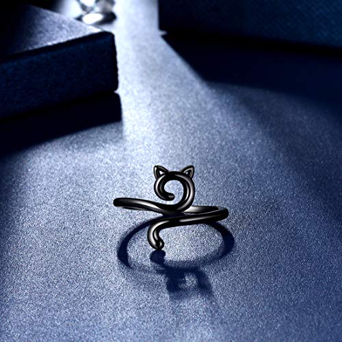 beautlace Cute Cat Adjustable Rings 18K Gold/Silver/Black Gun Plated Lovely Cats Animals Open Ring Jewelry for Women KR00294