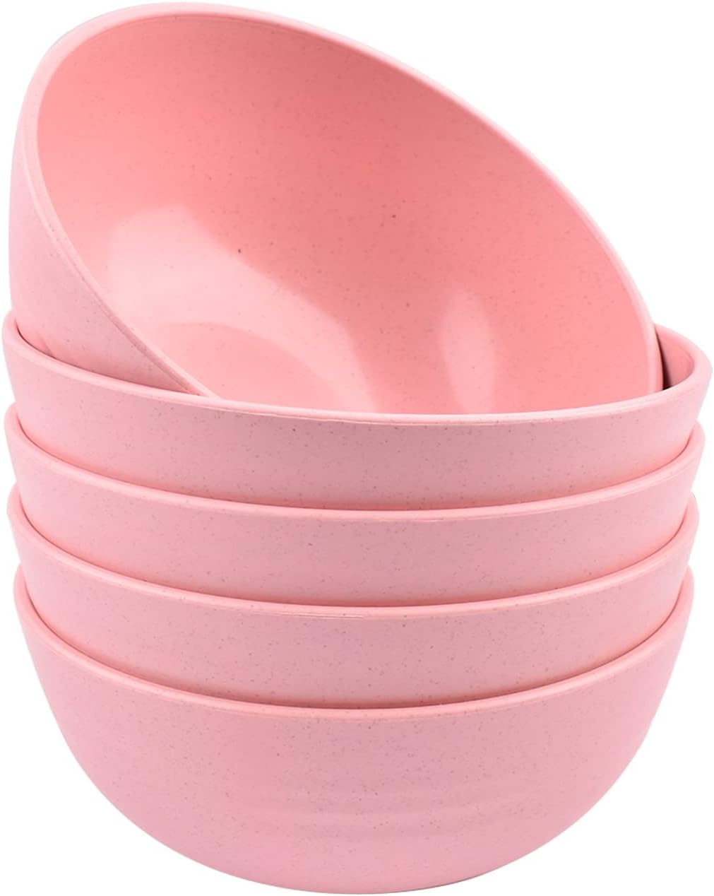 IDISON Plastic Bowls Set of 5 Unbreakable Pasta Bowls Reusable Cereal Bowls 18 OZ Large Bowl for Salad, Pasta, Rice, Noodles, Soup Bowls (Pink)