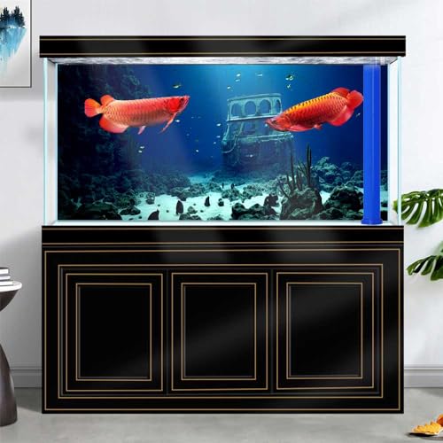 Image of 36X20IN Natural Underwater Aquarium Background, Pictures 3D Fish Reef Fish Tank Decoration Background, with 8 EVA Double-Sided Tape