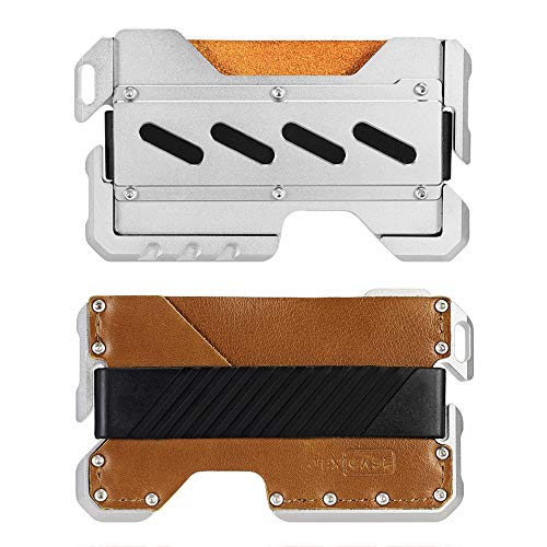 JEXICASE Dapper EDC Wallet-Genuine Leather, CNC Alum, RFID Blocking Card Bag Card Cases