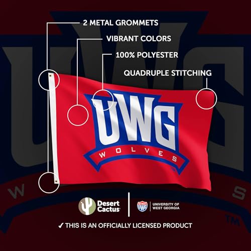 Desert Cactus University of West Georgia UWG Flag - 3 x 5 Feet Wolves Banner, Indoor/Outdoor Durable Fabric, 100% Polyester Design (Style 2) by Desert Cactus - Image 4