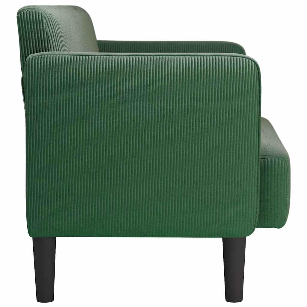 Canapé 2 Places, Causeuse de Salon Fauteuil Sofa 2 Places Causeuse Vert foncé 124 x 68 x 74,5 cm Tissu Velours côtelé