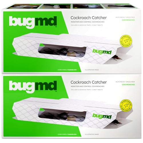 BugMD Cockroach Catcher (2 Pack, 24 Traps) - Indoor Cockroach Killer & Roach Trap, Sticky Trap for Insect, Glue Traps Pest Defense