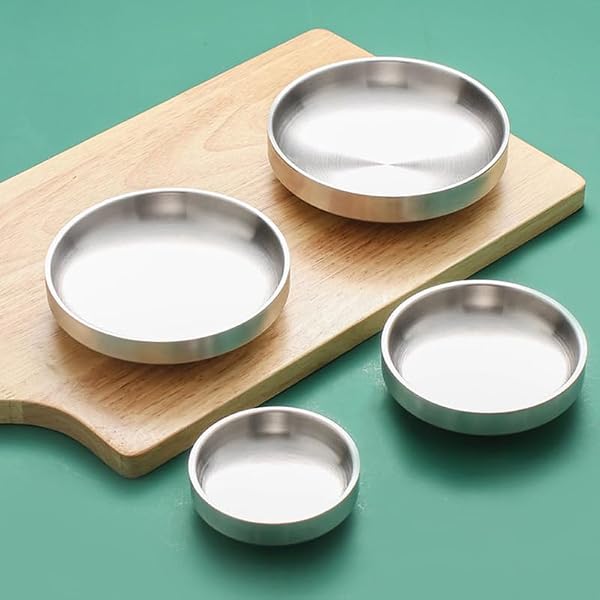 Ciieeo 8 Pcs Stainless Steel Korean Kimchi Dishes Seasoning Plates for Home Kitchen Serving Side Dish Bowls for Sauces Pickles Condiments 4.5 Inch by Ciieeo - Image 7