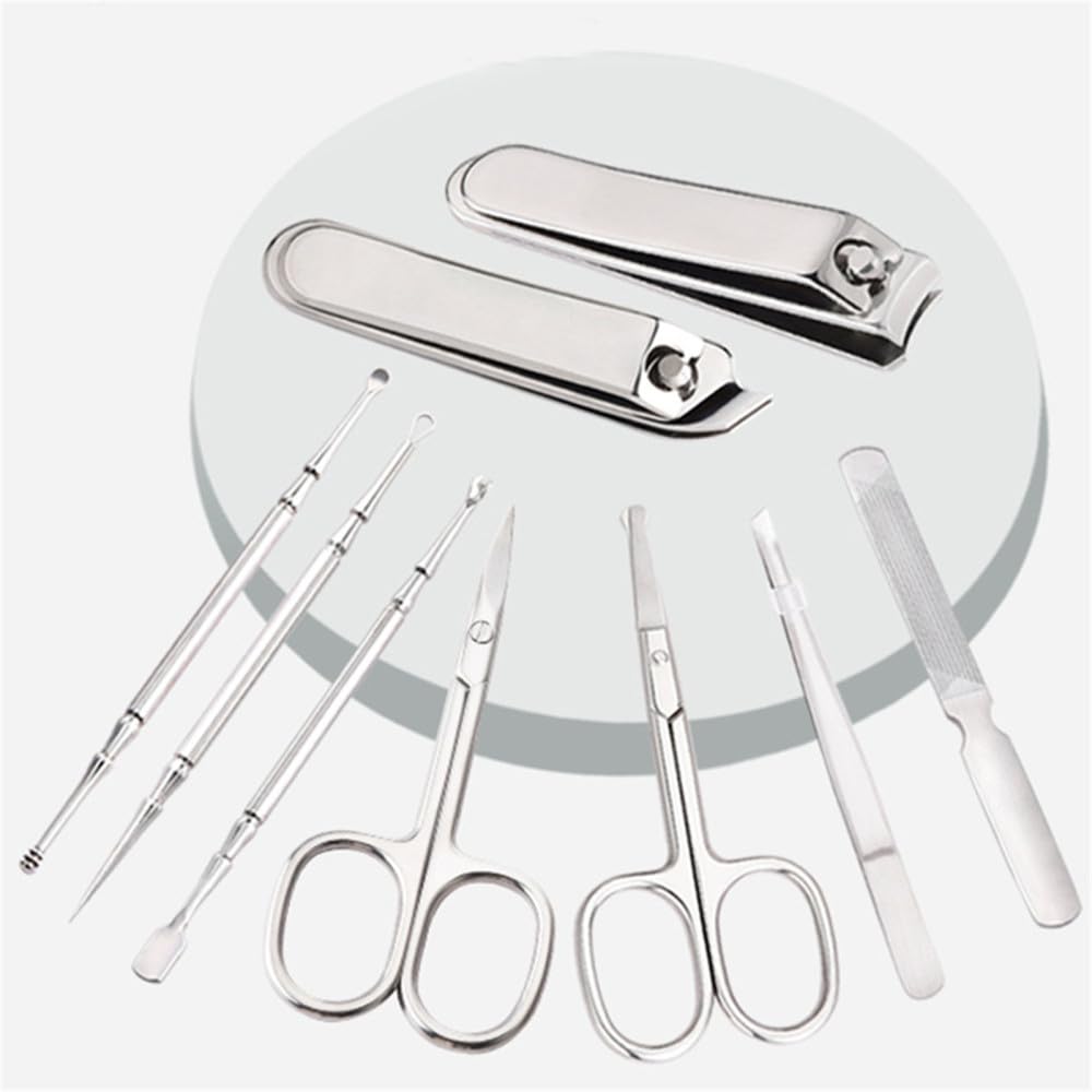Maniküre-Set, 8-teilig, Nagelknipser-Set aus Edelstahl, Pediküre-Set, Nagelpflege-Set, Reise-Nagelwerkzeug für Damen und Herren, Farbe 2 (Farbe 1)