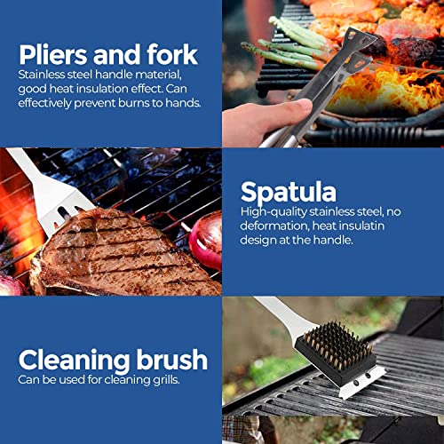 Edihome, Grillbesteck, Grill Zubehör, 25-teiliges Zubehör-Set, Professionelles Set, Edelstahl, Geschenke für Herren, mit Koffer für Grillrost, Premium