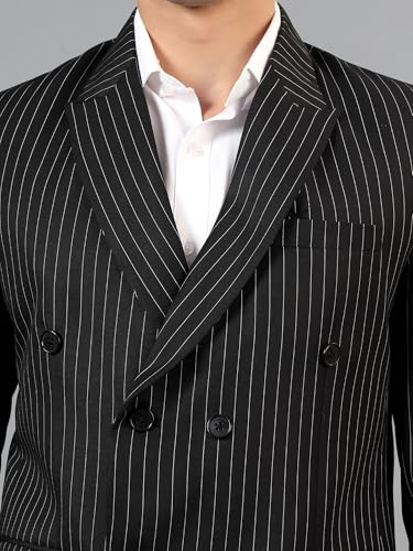 Image of Men's Black Striped Double-Breasted Blazer
