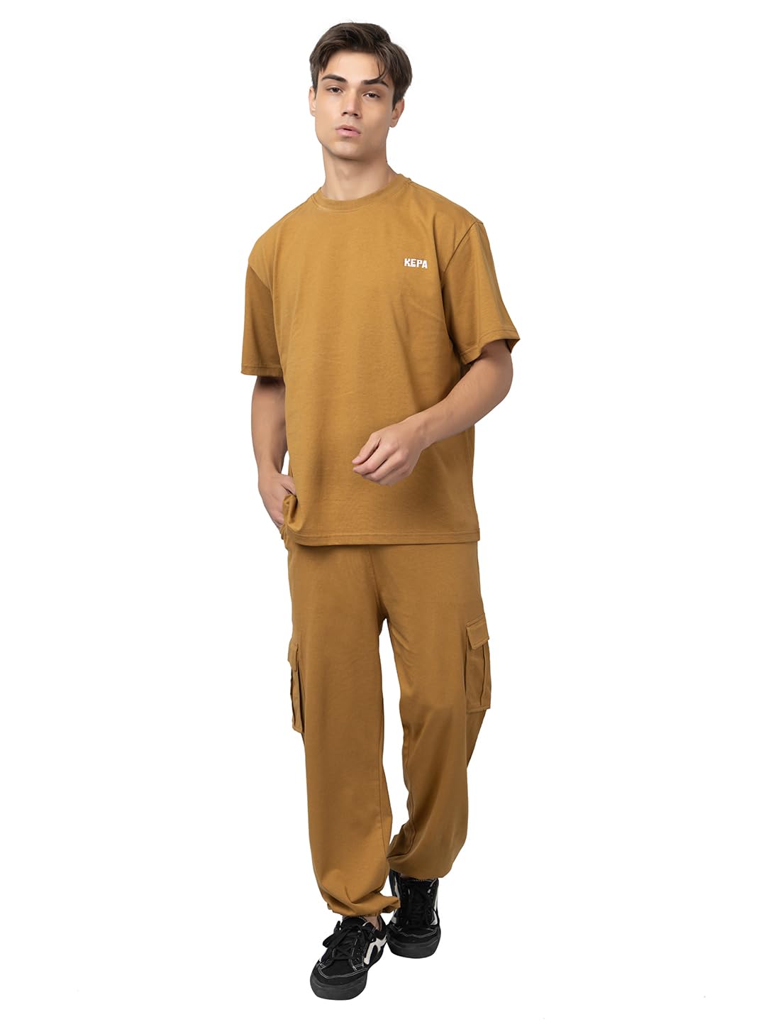Kepa Cord Set for Men β Soft Cotton Co-ord Set with T-Shirt & Shorts | Night Dress, Summer Beachwear, Airport Outfit, Lightweight Comfort Fit Travel Wear Camel
