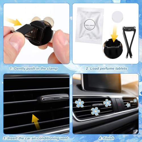 Image of Frienda 6 Pcs Daisy Flower Air Vent Clip Accessories Air Conditioning Outlet Clip Car Freshener Dashboard Accessories Charm Car Inter Decor(Blue)