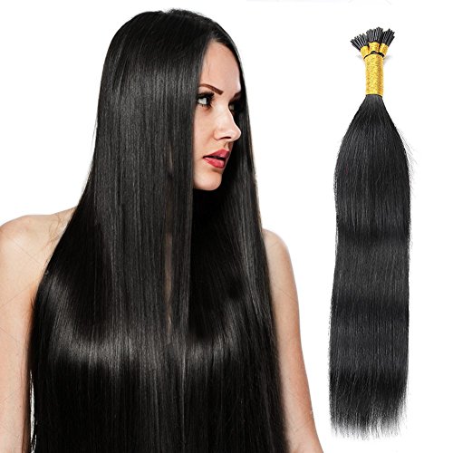 22" 100S Stick I- Tip Hair 50g Per Package Remy I Tip Human Hair Extensions Black Natural Straight Hair