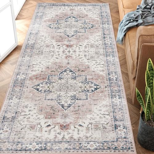 Black Runner Rug 2x6 Hallway Machine Washable Kitchen Vintage Distressed Non Slip Long Carpet Indoor Retro Floral Bedroom Accent Throw Rug for Bathroom Office Laundry Dining Room 2' x 6' (Ru