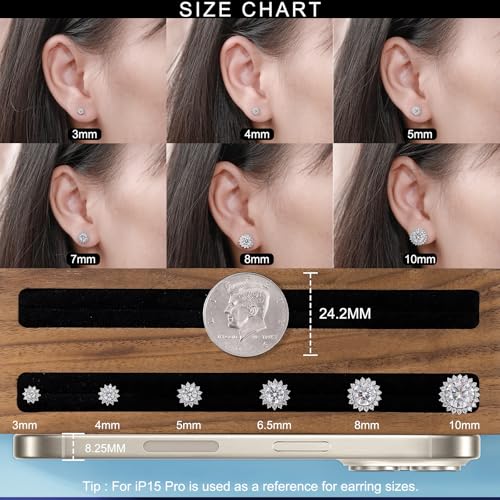 Moissanite Stud Earrings 0.2CT-8.0CT 18K Yellow Gold Plated D Color VVS1 Clarity Brilliant Round Cut S925 Sterling Silver Hypoallergenic Anniversary Day Gifts for Women Men2