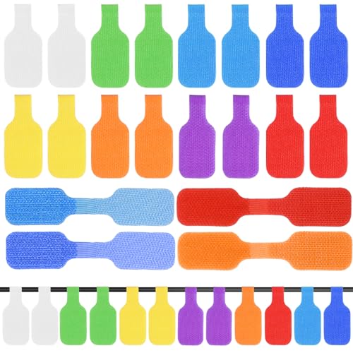 32PCS Cable Cord Labels Tags Large Size Multicolored Write on Wire Label for Electronics Organizing Wires and Identification, Reusable Multiple Uses Handwriting Cable Markers Tag(8 Colors)
